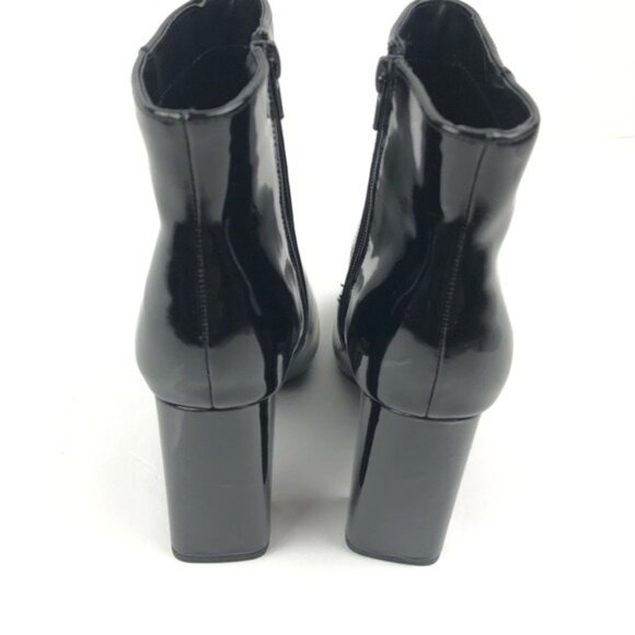 Women's Bamboo Harper Pointed Toe Faux Patent Leather Ankle Bootie Black - Picture 6 of 10